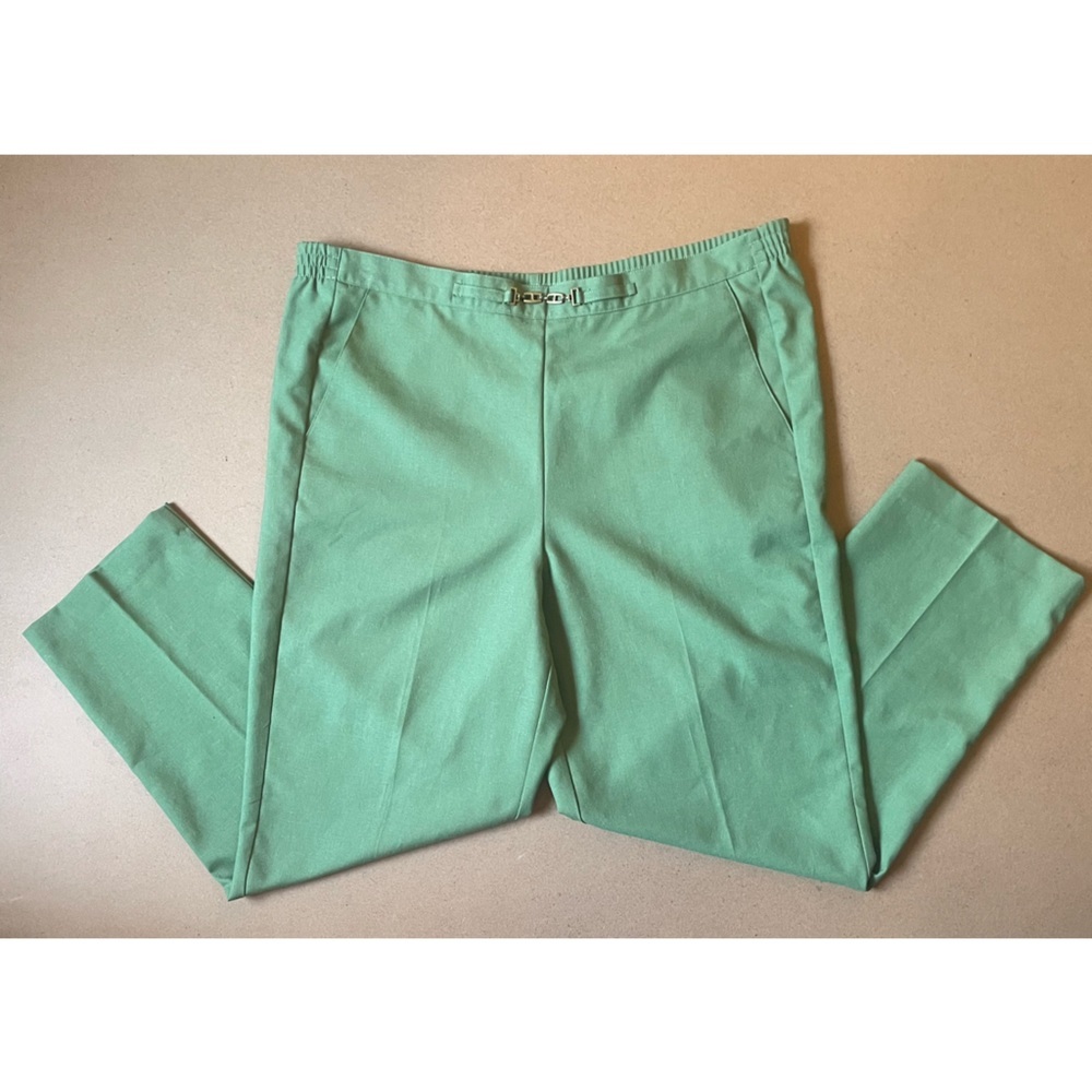 NEW Linen Blend Green Crop Pants​ with Metal detail